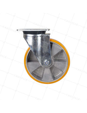 POLYURETHANE SWIVEL CASTOR ALUMINUM RIM DIAMETER 200 MM LOAD 500KG - S76AR 200
