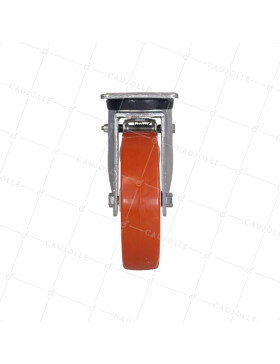 ROULETTE DE MANUTENTION PIVOTANTE A FREIN EN NYLON/POLYURÉTHANE DIAMÈTRE 200 MM CHARGE 300 KG - S74NP 200AF