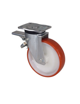 Castor OF SWIVEL HANDLING WITH BRAKE IN NYLON/POLYURETHANE DIAMETER 200 MM LOAD 300 KG - S74NP 200AF