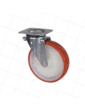 ROULETTE DE MANUTENTION EN NYLON/POLYURÉTHANE DIAMÈTRE 200MM CHARGE 400 KG - S74NP 200 • Caujolle