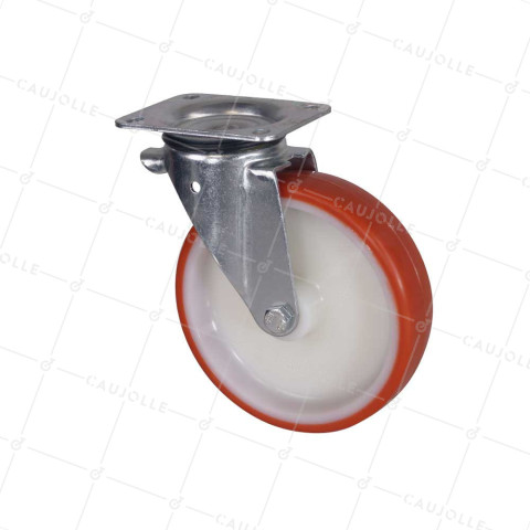 ROULETTE DE MANUTENTION EN NYLON/POLYURÉTHANE DIAMÈTRE 200MM CHARGE 400 KG - S74NP 200 • Caujolle