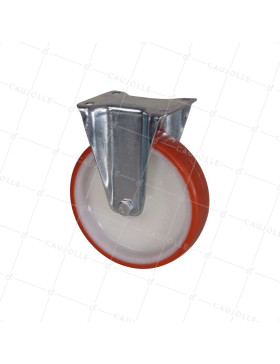 Castor FIXED HANDLING CASTOR IN NYLON/POLYURETHANE DIAMETER 200 MM LOAD 400 KG - S75NP 200 • Caujolle