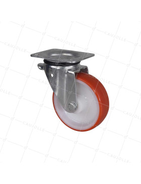 ROULETTE DE MANUTENTION EN NYLON/POLYURÉTHANE DIAMÈTRE 150 MM CHARGE 300 KG - S74NP 150 • Caujolle
