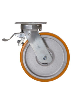 ROULETTE PIVOTANTE A FREIN POLYURÉTHANE RENFORCÉE JANTE FONTE DIAMÈTRE 250 MM CHARGE 1400KG - S80 250P AF