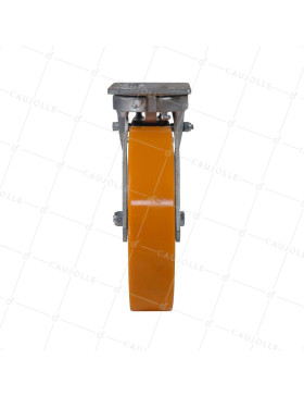 ROULETTE PIVOTANTE A FREIN POLYURÉTHANE RENFORCÉE JANTE FONTE DIAMÈTRE 250 MM CHARGE 1400KG - S80 250P AF