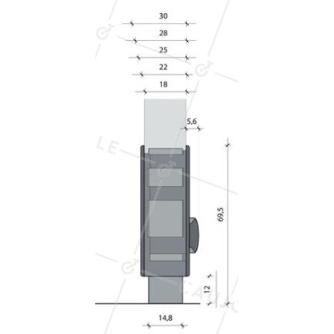 Castor Built-in with ON/OFF Brake | 30mm Panel