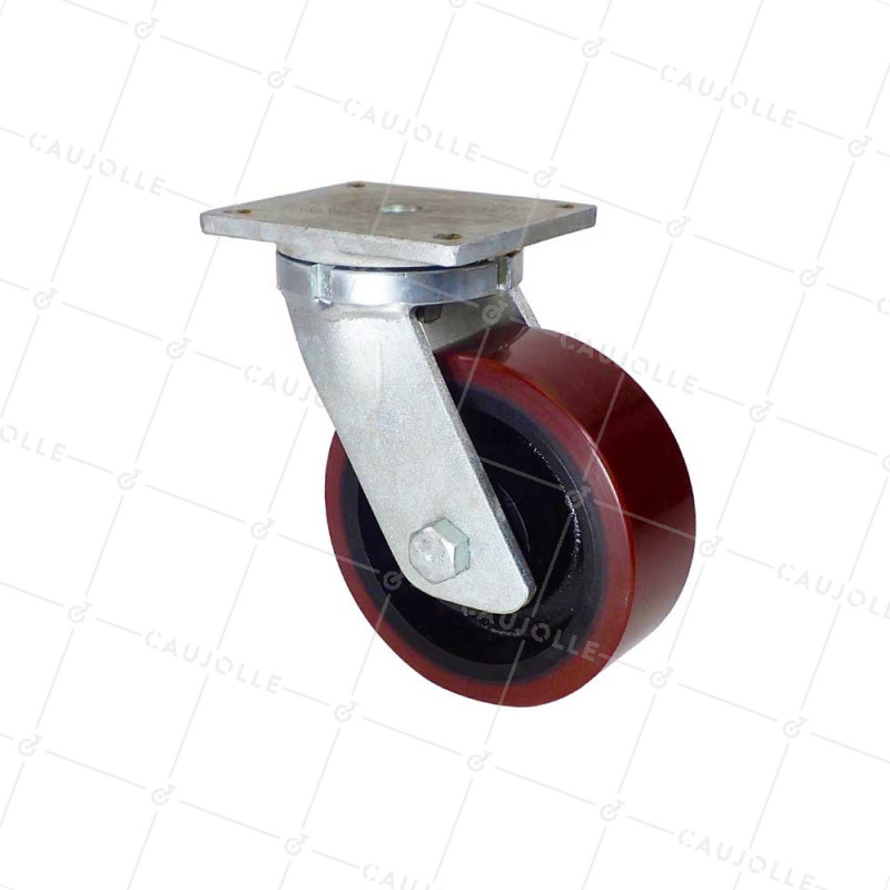 ROULETTE PIVOTANTE POLYURÉTHANE RENFORCÉE JANTE FONTE DIAMÈTRE 150 MM CHARGE 750KG - S80 150