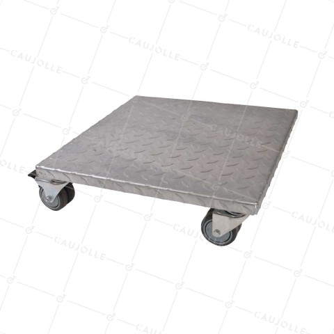 ULTRA ROBUST GALVANIZED STEEL PLATFORM ON CASTERS 50 CM X 50 CM LOAD 300 KG - GALVA SQUARE 50 • Caujolle