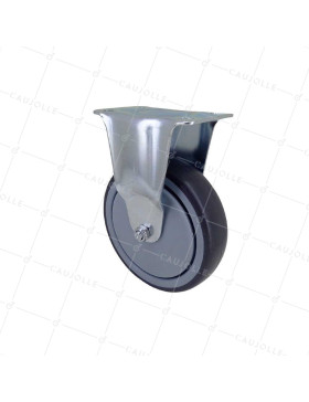 FIXED RUBBER CASTOR, SOFT, WEAR-RESISTANT AND NON-STAINING, DIAMETER 125MM, LOAD CAPACITY 150 KG - S15.F 125 • Caujolle