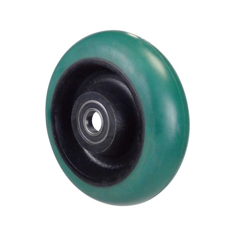 ROUE EN FONTE ET POLYURETHANE ELASTIQUE HAUTE PERFORMANCE DIAMETRE 250 MM CHARGE 1300 KG - SFPU 250/75 BGE ROND VERT