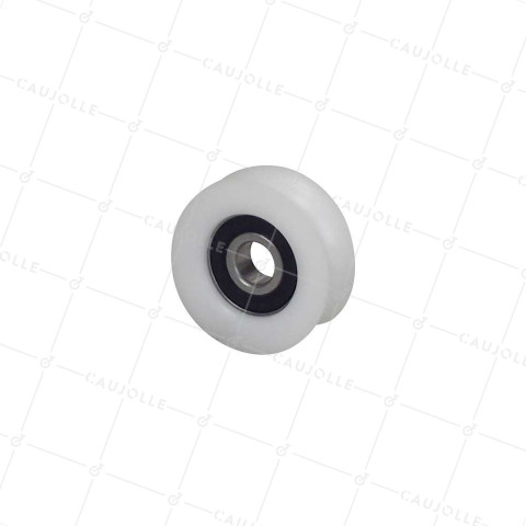 50 mm diameter wheel with 16 mm U-groove, stainless steel bearing, 15 mm bore - GAGR 50 GR16 POM • Caujolle