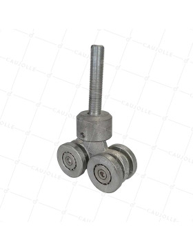 SWIVEL TROLLEY WITH 4 ROLLERS FOR SUSPENDED SLIDING DOOR OF 750KG - LARGE 4 ROLLER SWIVEL TROLLEY • Caujolle