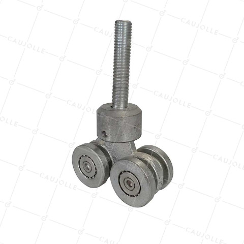 SWIVEL TROLLEY WITH 4 ROLLERS FOR SUSPENDED SLIDING DOOR OF 750KG - LARGE 4 ROLLER SWIVEL TROLLEY • Caujolle