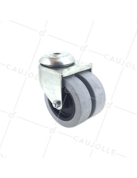 ROULETTE À PIVOTEMENT FACILITÉ À DOUBLE GALET DIAMÈTRE 75 MM CHARGE 100KG FIXATION DE 10 MM - S13 BOY 75 • Caujolle