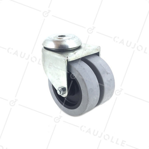 ROULETTE À PIVOTEMENT FACILITÉ À DOUBLE GALET DIAMÈTRE 75 MM CHARGE 100KG FIXATION DE 10 MM - S13 BOY 75 • Caujolle
