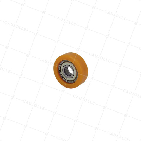 GALET EN POLYURETHANE DIAMÈTRE 30 MM CHARGE 30 KG ROULEMENT A BILLES DE 8 MM - GALET 30/11 LM 8 RB8 PU ORANGE • Caujolle