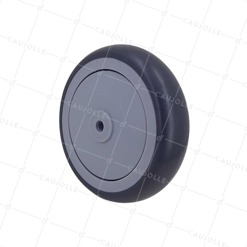 ROUE CAOUTCHOUC SILENCIEUSE ROULEMENT À BILLES DIAMÈTRE 100 MM CHARGE 100 KG AXE 8 MM - GALET GRIS CHU 125/32 LM 40 RB 8