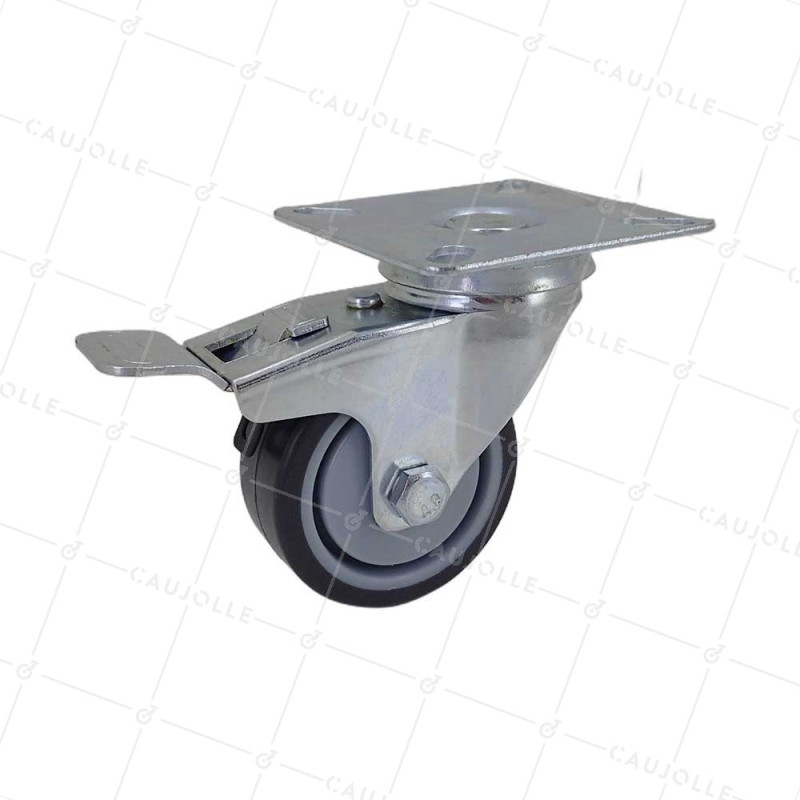 ROULETTE À FREIN EN CAOUTCHOUC SOUPLE ANTI-USURE ET NON TACHANT DIAMÈTRE 50MM CHARGE 40 KG - S15.P 50BL DESTOCK