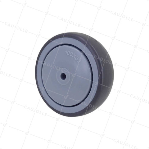 Wheel SOFT RUBBER WEAR-RESISTANT AND NON-STAINING DIAMETER 100MM WITH 8 MM FIXING - GAL S15 100 RB • Caujolle
