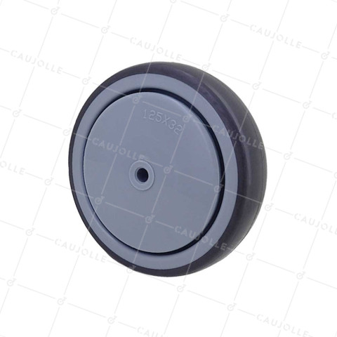 GALET EN CAOUTCHOUC SOUPLE ANTI-USURE ET NON TACHANT DIAMÈTRE 125MM À FIXATION DE 8 MM - GAL S15 125 RB • Caujolle