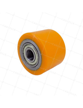 Wheel PALLET WHEEL DIAMETER 82 MM WIDTH 60 MM LOAD 600 KG AXLE 20 MM - GTP 82/60 LM60 RB20 PU ORANGE • Caujolle