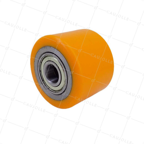 Wheel PALLET WHEEL DIAMETER 82 MM WIDTH 60 MM LOAD 600 KG AXLE 20 MM - GTP 82/60 LM60 RB20 PU ORANGE • Caujolle