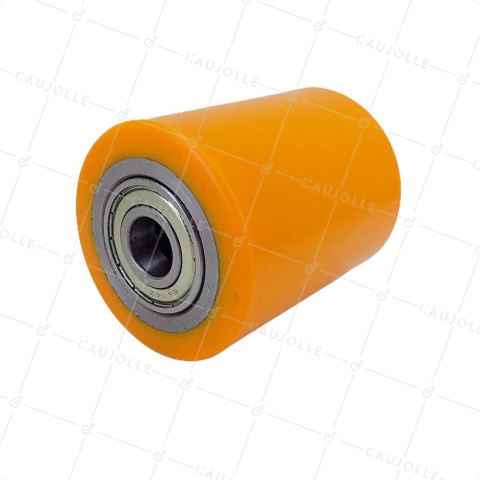 ROUE DE TRANSPALETTE DIAMÈTRE 82 MM LARGEUR 100 MM CHARGE 1000 KG AXE 20 MM - GTP 82/100 LM100 RB20 PU ORANGE • Caujolle