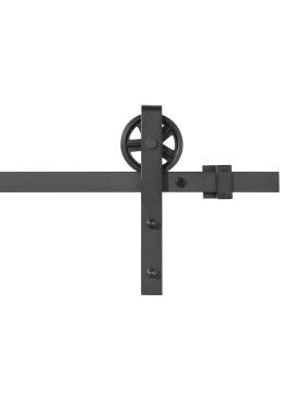 KIT COMPLET SANS POIGNEE A GALANDAGE POUR PORTE COULISSANTE SUSPENDUE STYLE POULIE DE GRANGE LONGUEUR 2 M CHARGE 100KG