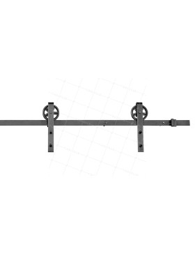 KIT COMPLET SANS POIGNEE A GALANDAGE POUR PORTE COULISSANTE SUSPENDUE STYLE POULIE DE GRANGE LONGUEUR 2 M CHARGE 100KG