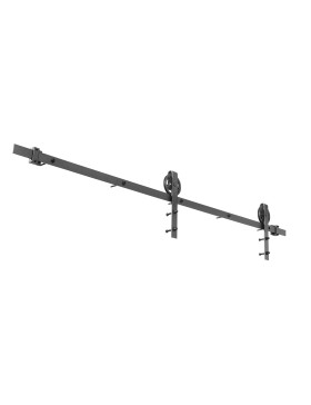 KIT COMPLET SANS POIGNEE A GALANDAGE POUR PORTE COULISSANTE SUSPENDUE STYLE POULIE DE GRANGE LONGUEUR 2 M CHARGE 100KG