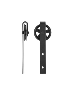 KIT COMPLET SANS POIGNEE A GALANDAGE POUR PORTE COULISSANTE SUSPENDUE STYLE POULIE DE GRANGE LONGUEUR 2 M CHARGE 100KG