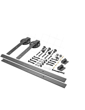 COMPLETE KIT WITHOUT HANDLE FOR SLIDING DOOR WITH HANGING PULLEY STYLE, LENGTH 2 M, LOAD 100KG