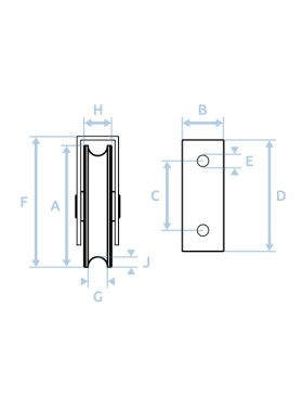 Wheel GATE IN NYLON WITH STAINLESS STEEL MOUNTING FOR SCREWING OR WELDING DIAMETER 80 MM FOR ROUND RAIL OF 20MM LOAD 650 KG - MT