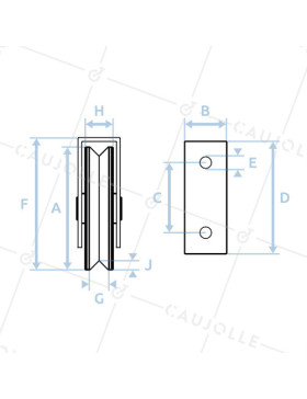 Wheel GATE IN NYLON WITH STAINLESS STEEL MOUNT FOR SCREWING OR WELDING DIAMETER 80 MM FOR TRIANGULAR RAIL LOAD 650 KG - MTSP GV8
