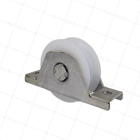 FRAME FOR RECESSED GATE WITH WHEEL DIAMETER 80MM IN NYLON WITH ROUND GROOVE OF 20MM AND STAINLESS STEEL FRAME LOAD 650KG - MTSPE GR80 NYLON STAINLESS STEEL • Caujolle