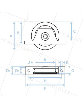 FRAME FOR RECESS GATE WITH WHEEL DIAMETER 80MM IN NYLON WITH ROUND GROOVE OF 20MM AND STAINLESS STEEL FRAME LOAD 650KG - MTSP