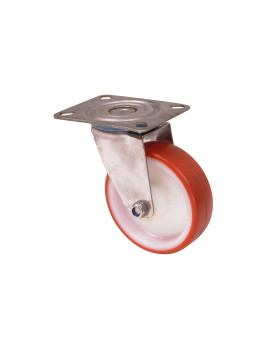 ROULETTE INOX EN NYLON/POLYURETHANE PIVOTANTE DIAMÈTRE 100 MM CHARGE 150 KG