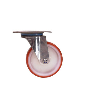 ROULETTE INOX EN NYLON/POLYURETHANE PIVOTANTE DIAMÈTRE 100 MM CHARGE 150 KG