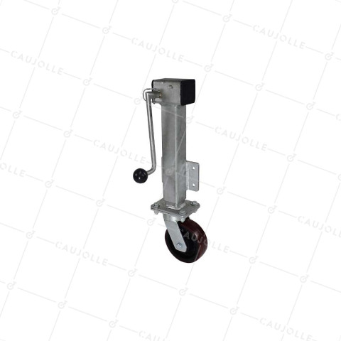Castor Retractable WITH A CRANK FOR A 20 CM STROKE DIAMETER 150 MM WITH BRAKE LOAD 750 KG • Caujolle