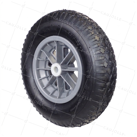 ROUE DE BROUETTE GONFLÉE ET PNEU CRAMPONS 4PR DIAMÈTRE 400 MM CHARGE 150 KG POUR AXE DE 32 MM - S1006P 400 L32/74 4PR AGRAIRE • Caujolle
