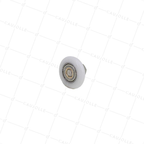 GALET DE PORTE DE DOUCHE EPAULE ET FILETE DIAMETRE 25x5.5 LONGUEUR MOYEU 11 + BOULON M6 • Caujolle