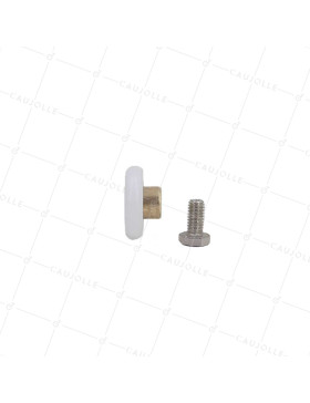 GALET DE PORTE DE DOUCHE EPAULE ET FILETE DIAMETRE 25x5.5 LONGUEUR MOYEU 11 + BOULON M6