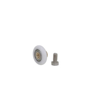 GALET DE PORTE DE DOUCHE EPAULE ET FILETE DIAMETRE 25x5.5 LONGUEUR MOYEU 11 + BOULON M6