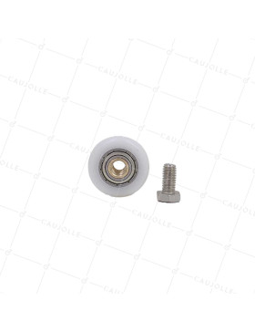 GALET DE PORTE DE DOUCHE EPAULE ET FILETE DIAMETRE 25x5.5 LONGUEUR MOYEU 11 + BOULON M6