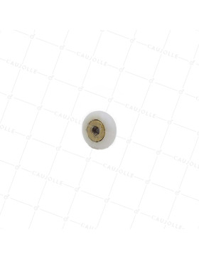GALET DE PORTE DE DOUCHE EPAULE ET FILETE DIAMETRE 19.5X6 LONGUEUR MOYEU 9.5MM SANS BOULON • Caujolle