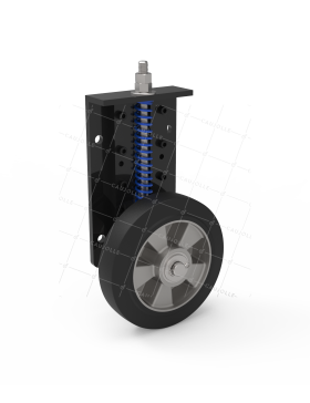 ROULETTE POUR PORTAIL COULISSANT RENFORCÉE À RESSORT DIAMÈTRE 200 MM CHARGE 450KG AVEC 100 MM DE DÉBATTEMENT VERTICAL