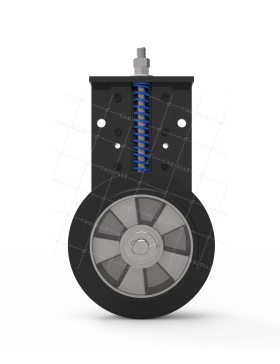ROULETTE POUR PORTAIL COULISSANT RENFORCÉE À RESSORT DIAMÈTRE 200 MM CHARGE 450KG AVEC 100 MM DE DÉBATTEMENT VERTICAL