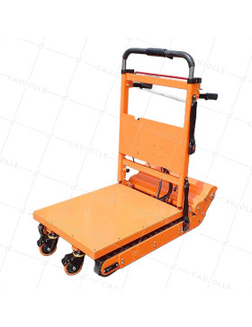 CHARIOT ELECTRIQUE A PLATEAU AUTO-STABILISANT MONTE ESCALIER A CHENILLE 400 KG • Caujolle