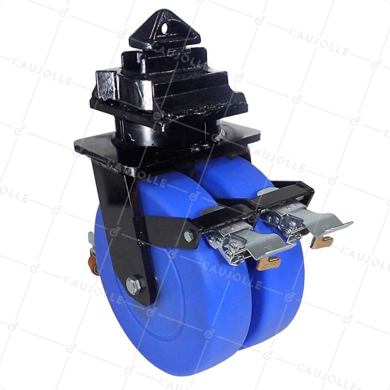 BLUE NYLON CONTAINER WHEEL DOUBLE 305 MM LOAD 3600KG TWIST-LOCK FIXING