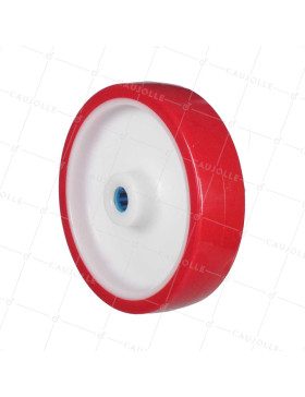 ROUE BI MATIERE NYLON POLYURETHANE DIAMETRE 200 MM CHARGE 300 KG ROULEMENT A ROULEAUX INOX 20 MM - S2450BP 200/50 LM58 RR INOX 20 • Caujolle